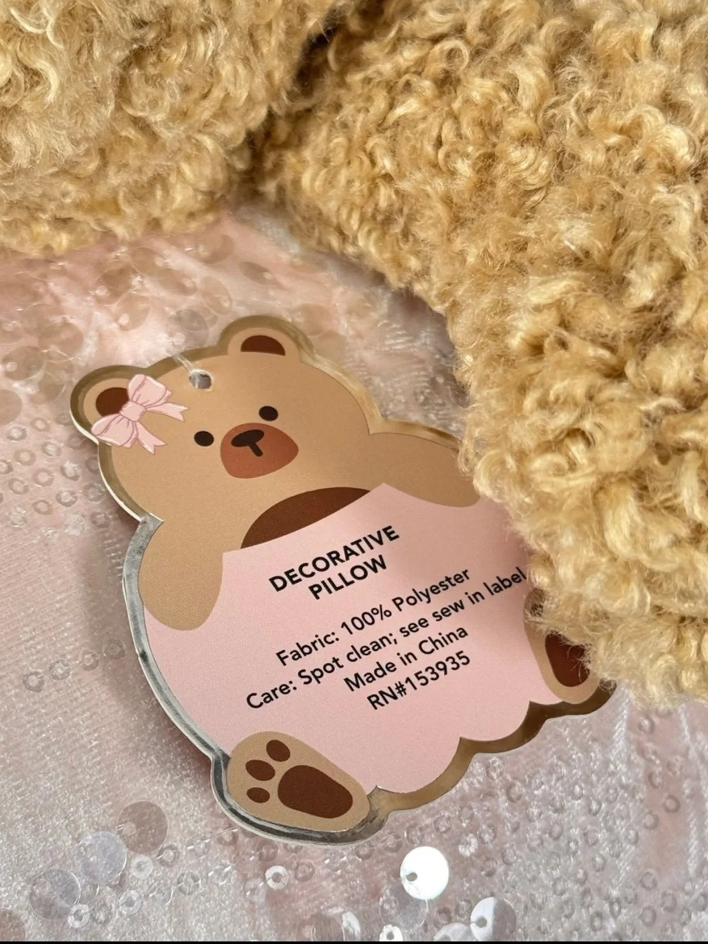 Sherpa Teddy Bear in a Pumpkin Costume Decorative Pillow